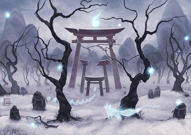 Foxes graveyard in the snow